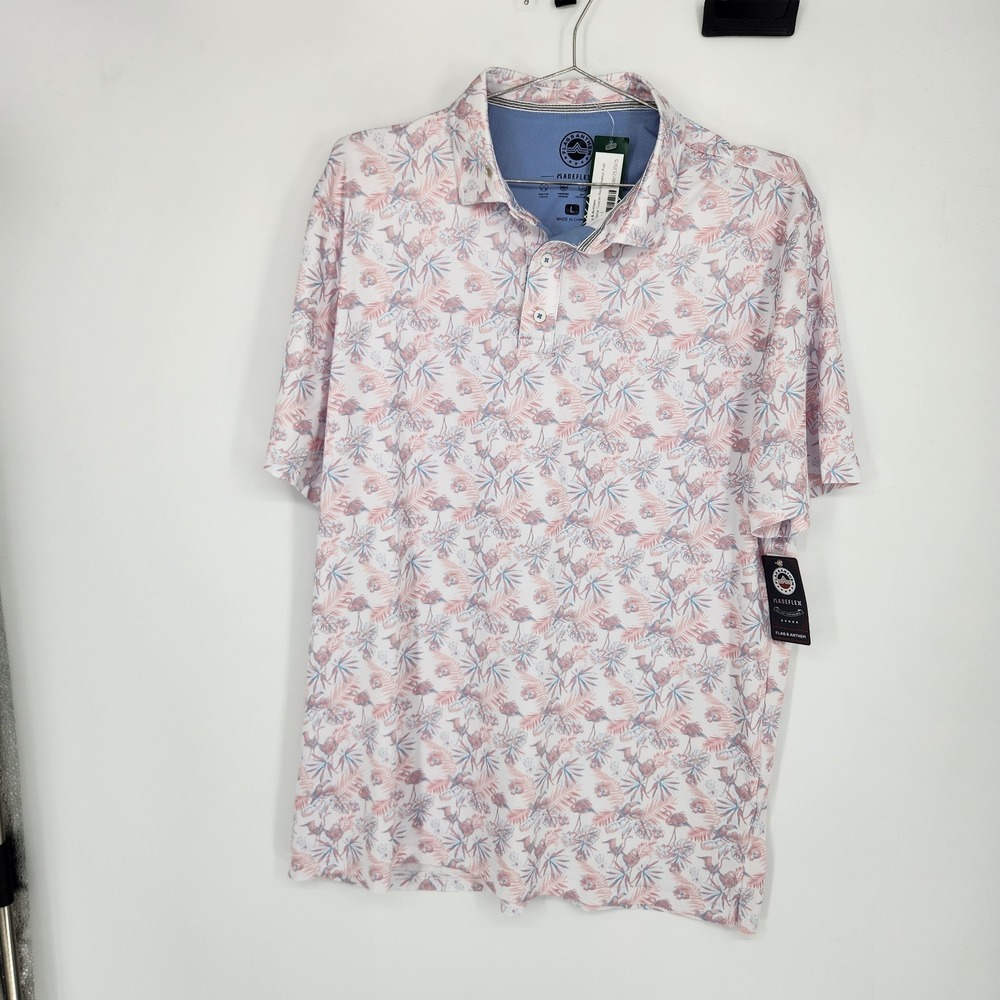 Flag & Anthem Men's White Large Pasadena Toucan Performance Polo Shirt NWT